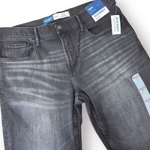 Old Navy Mens Jeans Size 34x32 Gray Relaxed Slim Dark Wash Built-In Flex NEW